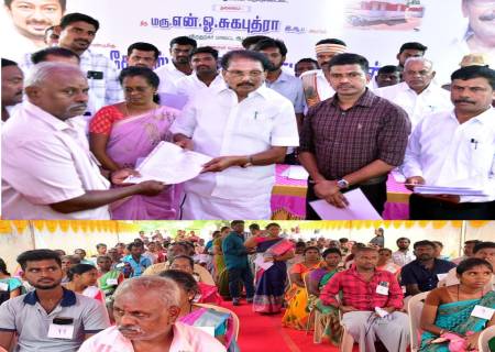 அருப்புக்கோட்டை ஊராட்சி ஒன்றியத்தில், கலைஞரின் கனவு இல்லம் திட்டத்தின் கீழ் 100 பயனாளிகளுக்கு  வீடுகள் கட்டுவதற்கான வேலை உத்தரவுகளை அமைச்சர்  அவர்கள் வழங்கினார்.