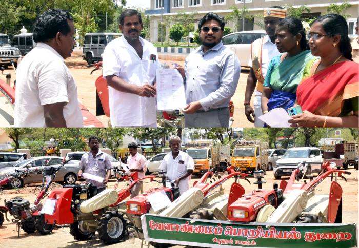 வேளாண்மைப் பொறியியல் துறையின் மூலம் ரூ.52 இலட்சம் மானியத்தில் விவசாய இயந்திரங்களை விவசாயிகளுக்கு மாவட்ட ஆட்சித்தலைவர் அவர்கள் வழங்கினார்.