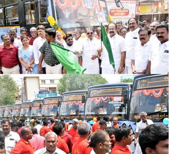 விருதுநகர் மண்டலத்தில் 13 புதிய பேருந்துகளின் சேவைகளை பொதுமக்களின் பயன்பாட்டிற்கு  அமைச்சர் பெருமக்கள் அவர்கள் துவக்கி வைத்தனர்.