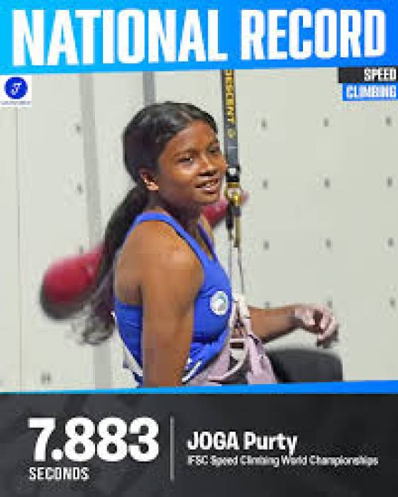 பெண்களுக்கான 'ஸ்பீடு கிளிம்பிங்' போட்டியில் இந்தியாவின் ஜோகா பர்டி புதிய தேசிய சாதனை