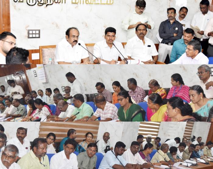 வடகிழக்கு பருவ மழைக்காலங்களில் மேற்கொள்ள வேண்டிய முன்னெச்சரிக்கை நடவடிக்கைகள் குறித்து அமைச்சர்  அவர்கள் அனைத்துத்துறை அலுவலர்களுடன் ஆய்வு மேற்கொண்டார்.