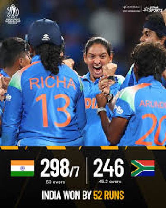 பெண்கள் உலகக் கோப்பை கிரிக்கெட் போட்டி13 வது சீசனில் இந்திய அணி சாம்பியன் பட்டத்தை  வென்றது.