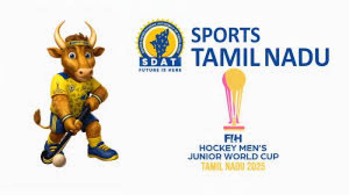 மதுரை, சென்னையில் ஜூனியர் ஹாக்கி உலக கோப்பை நடைபெற உள்ள போட்டிக்கான காங்கேயன் காளை சின்னம் .