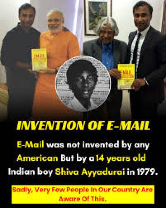 Email ஐ கண்டுபிடித்தவர்  ஒரு இந்திய   தமிழர் சிவா ஐயாதுரை.