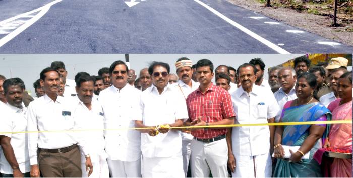 அருப்புக்கோட்டை - மேற்கு புறவழிச்சாலையினை  அமைச்சர்  அவர்கள் பொதுமக்களின் பயன்பாட்டிற்கு திறந்து வைத்தார்.