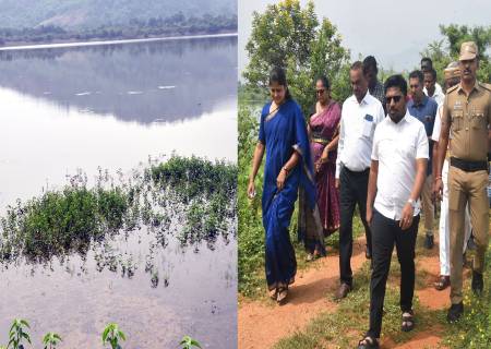 நீர்தேக்க அணை மற்றும் சுத்திகரிப்பு நிலையத்தினை மாவட்ட ஆட்சித் தலைவர் அவர்கள்  நேரில் சென்று பார்வையிட்டு ஆய்வு செய்தார்.