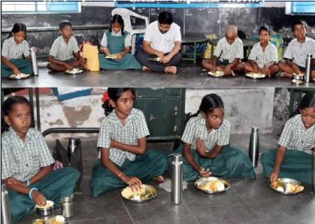 இராஜபாளையம் தென்றல் நகர் ஊராட்சி ஒன்றியத் தொடக்கப்பள்ளியில் மதிய உணவுகளின் தரம் குறித்து  ஆய்வு செய்தார்