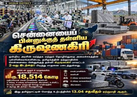 ஏற்றுமதியில் சென்னையைப் பின்னுக்குத் தள்ளிய கிருஷ்ணகிரி!