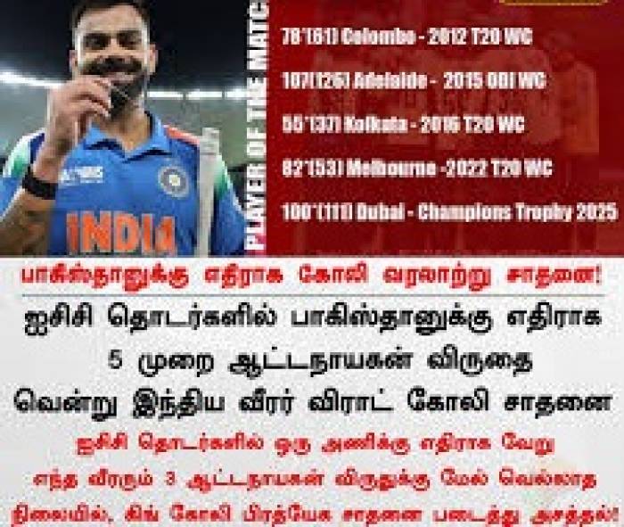 பாகிஸ்தானுக்கு எதிராக எப்போதும் சிறப்பாக விளையாடும் விராட் கோலி.. 