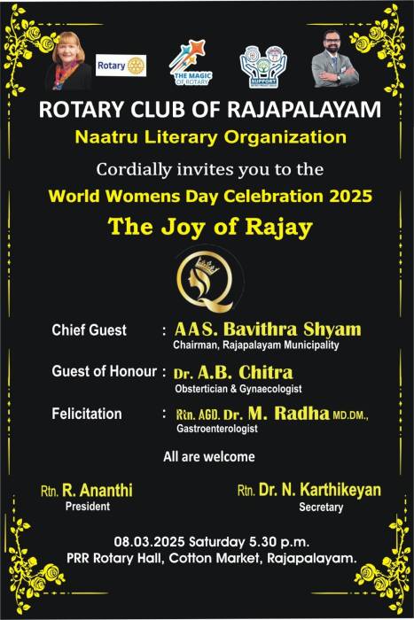ROTARY CLUB OF RAJAPALAYAM. World Womens Day Celebration 2025.