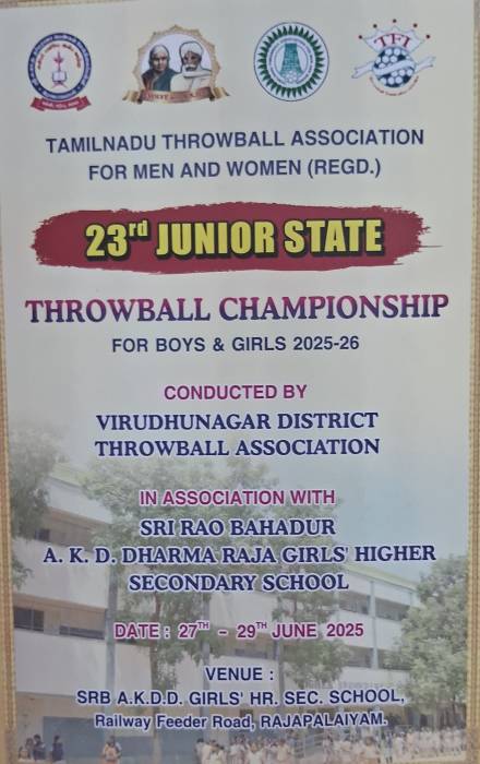 TAMILNADU THROWBALL ASSOCIATION FOR MEN AND WOMEN (REGD.)    23rd JUNIOR STATE THROWBALL CHAMPIONSHIP,FOR BOYS & GIRLS 2025-26