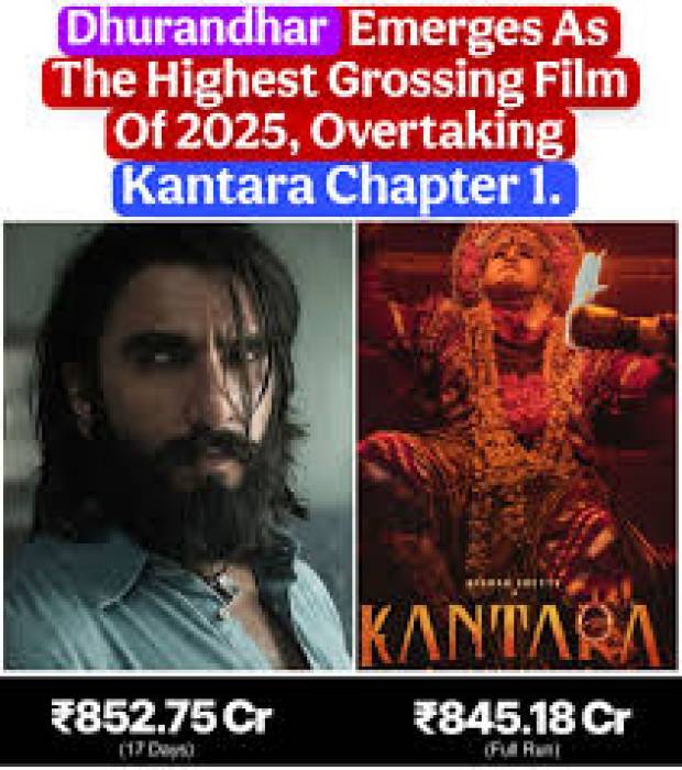 2025 ல் 'காந்தாரா சாப்டர்’ ரூ 850  கோடி பட வசூலை “துரந்தர்” முறியடித்து ரூ. 870.30  கோடி வசூலித்தது.