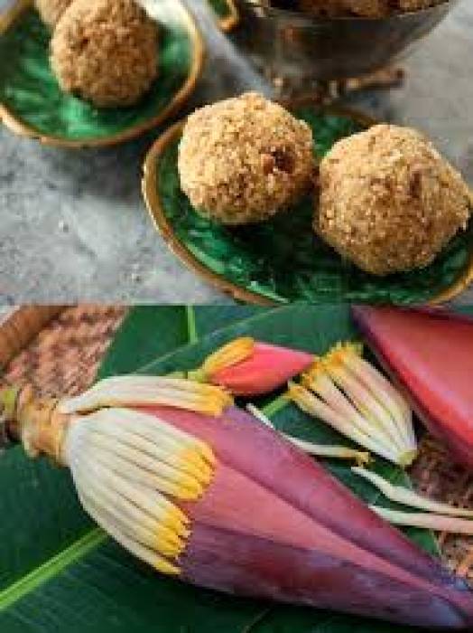 வாழைப்பூ ஓட்ஸ் லட்டு உருண்டை.