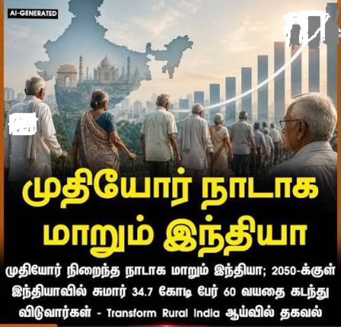 முதியோர் எண்ணிக்கை அதிகரிக்கும் இந்தியா.