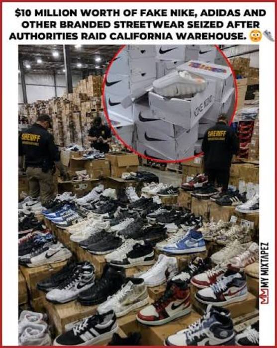 போலி Nike, Adidas ஆடைகள் பறிமுதல்! $10 மில்லியன் பொருட்கள் சிக்கியது.